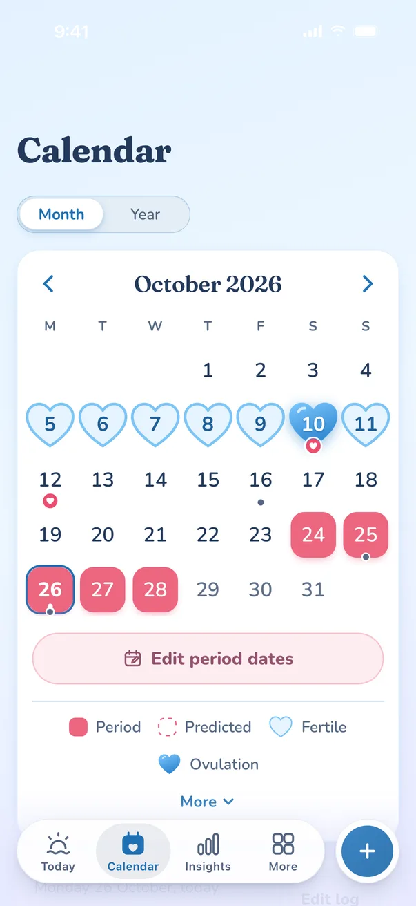 Splash calendar in dark mode.