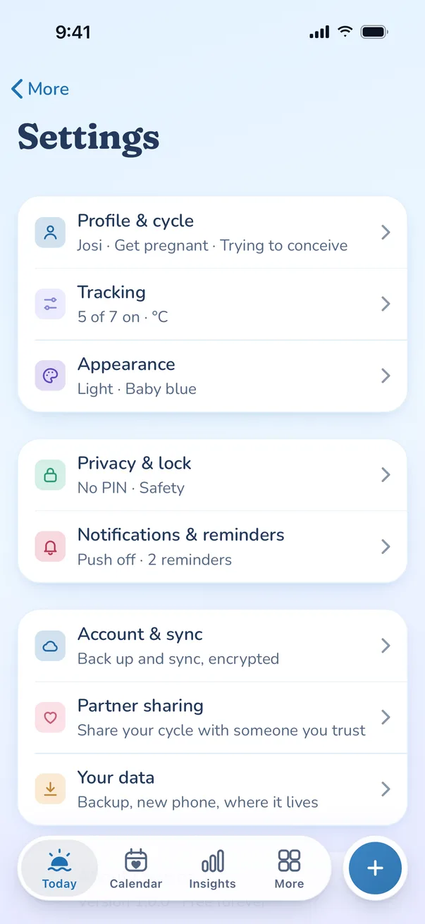 Splash settings with PIN lock and data controls
